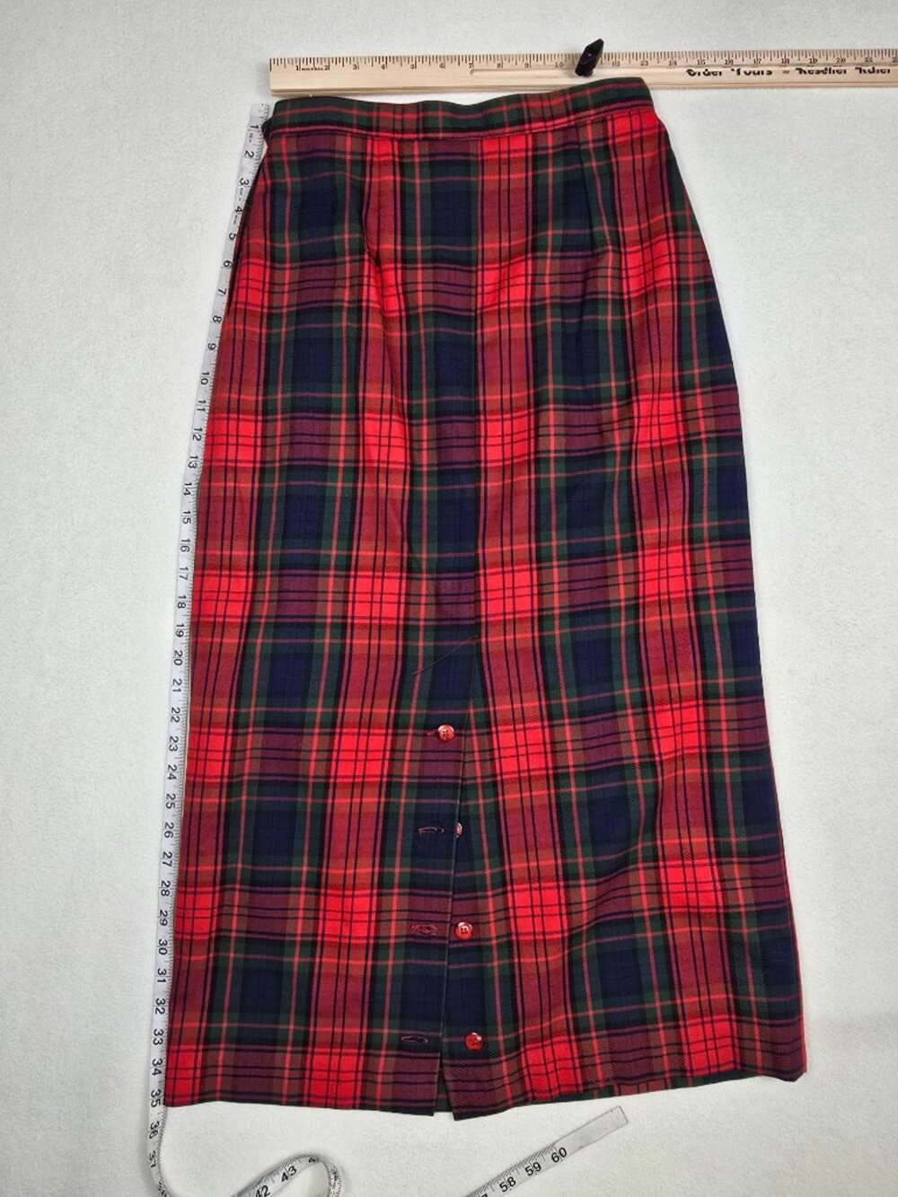 Vintage Ambitions 8 Red & Green Plaid Maxi Skirt Made In USA - Picture 3 of 3